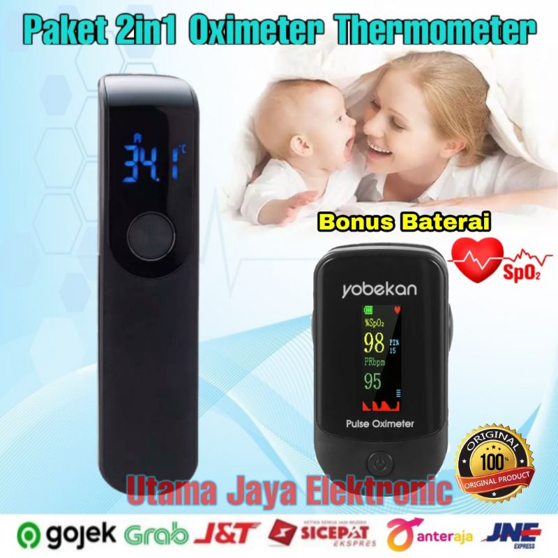 Paket 2in1 Thermometer Infrared Oximeter Fingertip Pulse