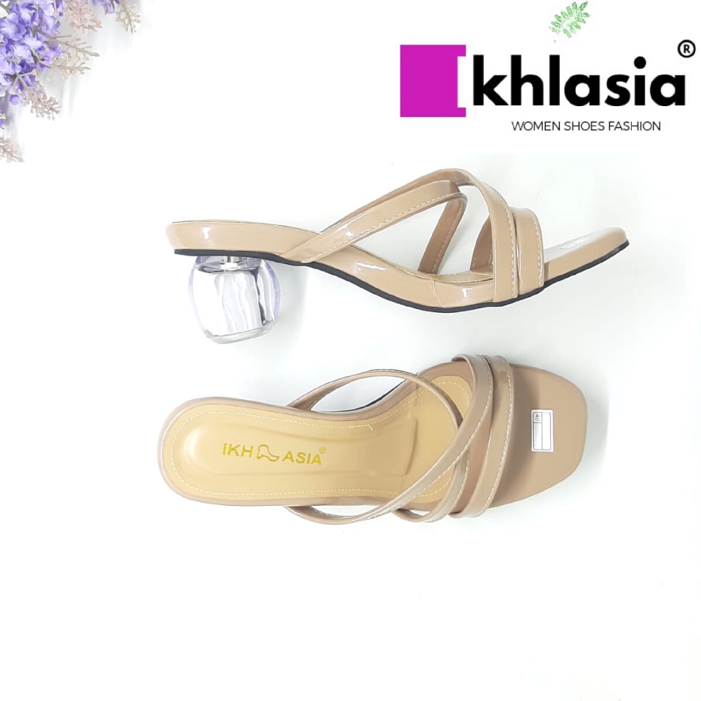 Sandal Wanita Heels Hak Kaca Bulat Vianty HT78