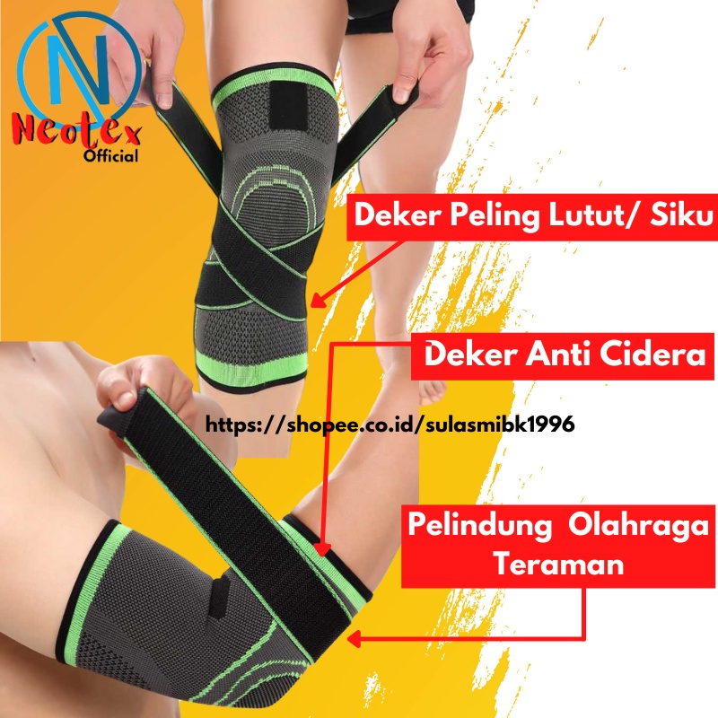 Deker  Pengaman Lutut Siku Olahraga Pelindung Knee Pad Anti Cidera  Breathable Elastis