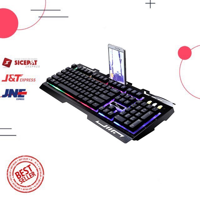 r3w Keyboard Komputer Pc Gaming RGB Leopard G700 Gaming Keyboard LED - Black Paket Gaming Keyboard M