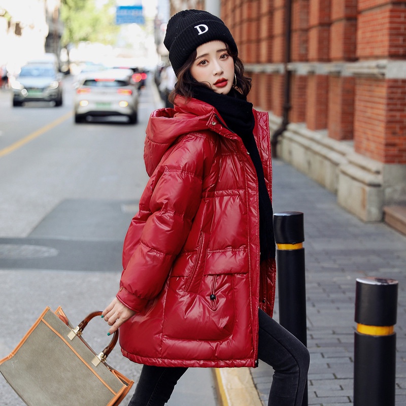 Jaket Wanita Panjang Bebek Putih Bawah 2021  Korea  Fashion Kecil Tebal Mantel