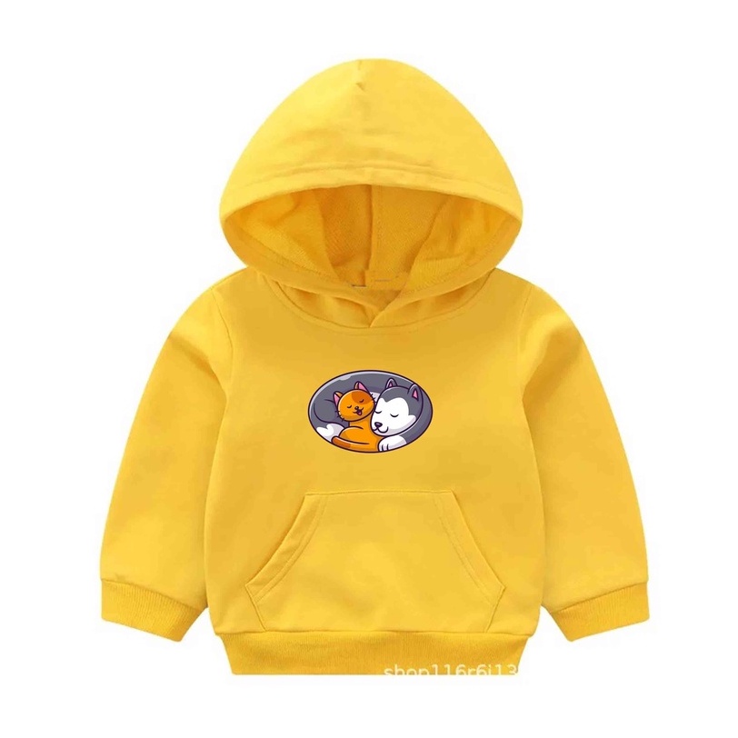 Hoodie cat n dog Sweater Anak Fleece Pakaian Anak