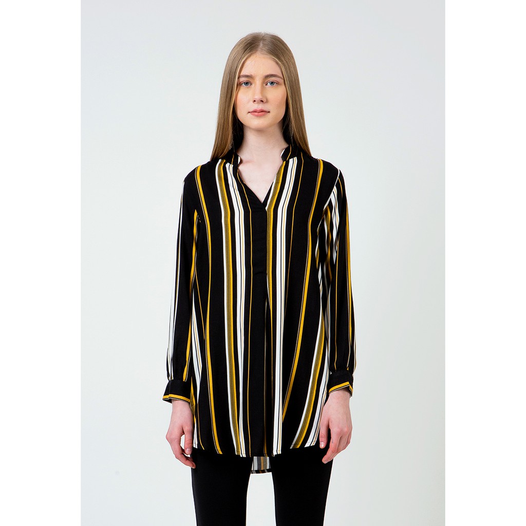 Colorbox Printed V-Neck Long Blouse I-Blwkey120D077 Black ...