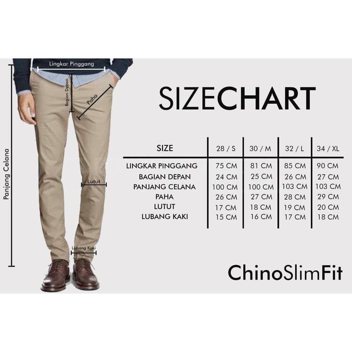 CELANA CHINO Panjang pria Slimfit KERJAHARIAN Santai Casual Formal Hitam Abu Cream Mocca Size 27-42