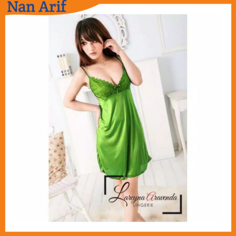 Lingerie Sexy Bahan Satin Tanpa Lengan Model Mini Daster Seksi