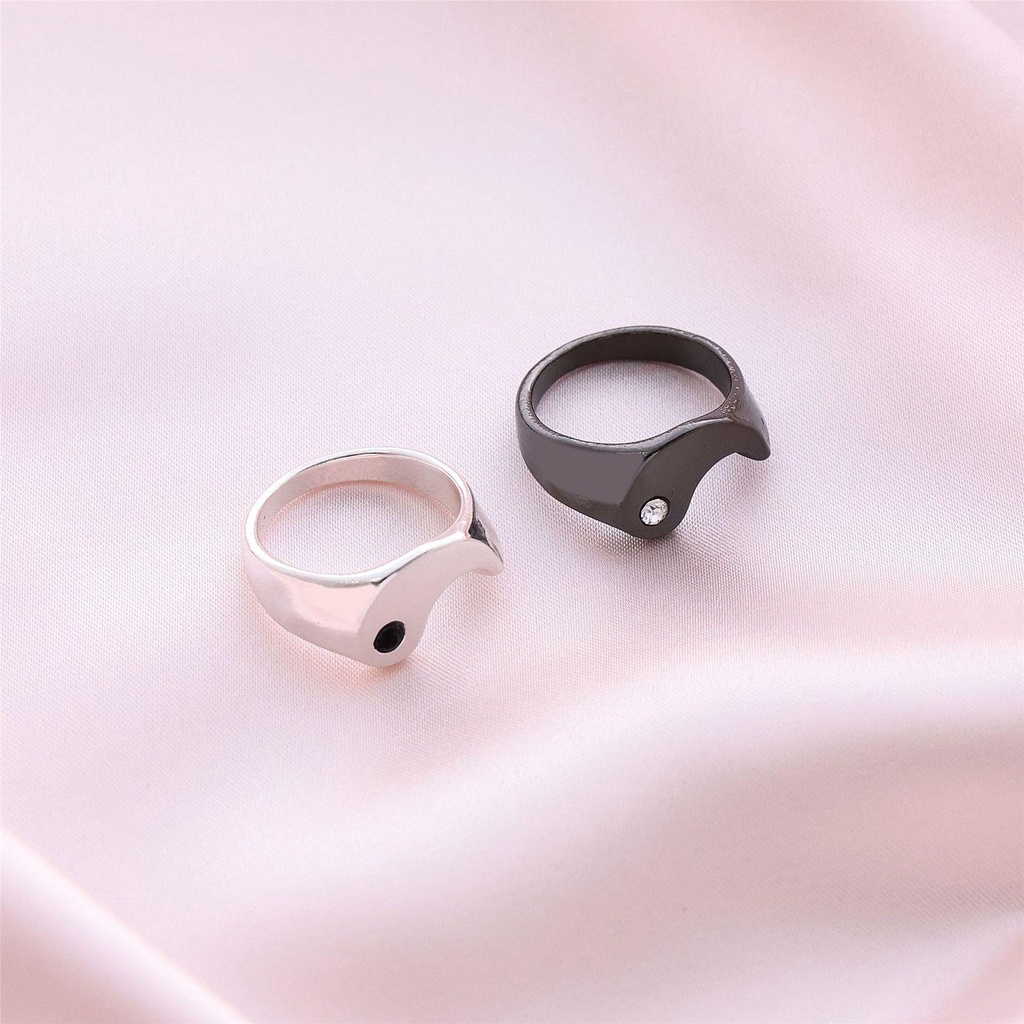 Mxbeauty Cincin Pasangan Minoritas Sederhana Bermakna Yin Yang Gosip Kekasih Hadiah Anniversary Drop Oil Pria Jari Gesper