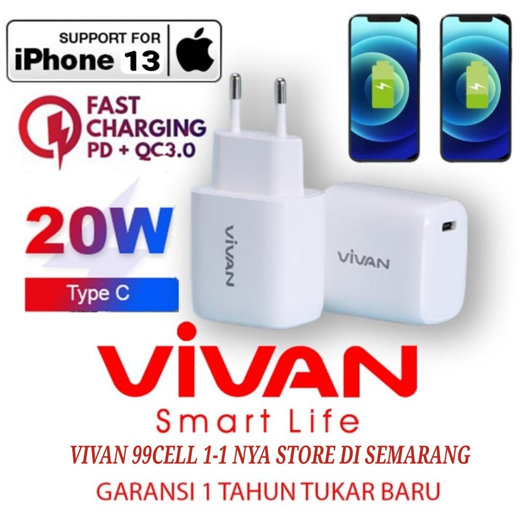 Vivan Adaptor Charger 20W PD Type C To Lightning Fast Charging