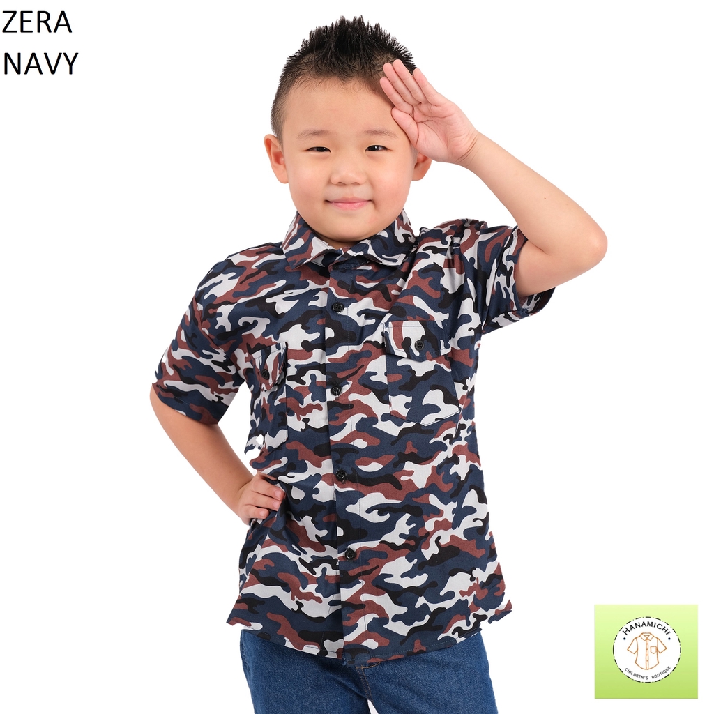 Hanamichi ZERA Baju Kemeja Anak Lengan Pendek Motif Camo