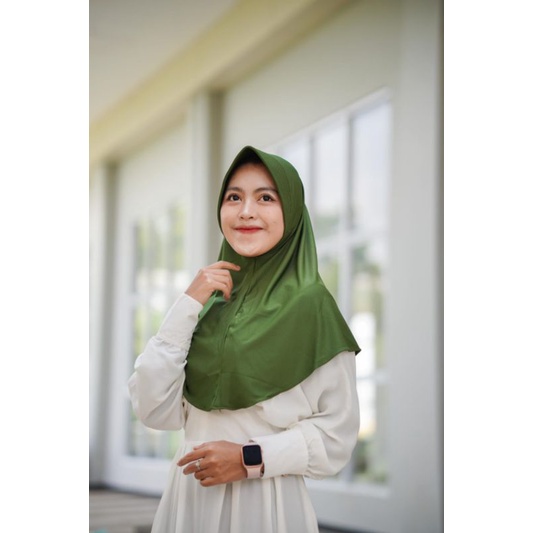 Jilbab Bergo Hamidah Jersey | Bergo Sport Jersey Premium | Kerudung Sekolah Size M-ARMY