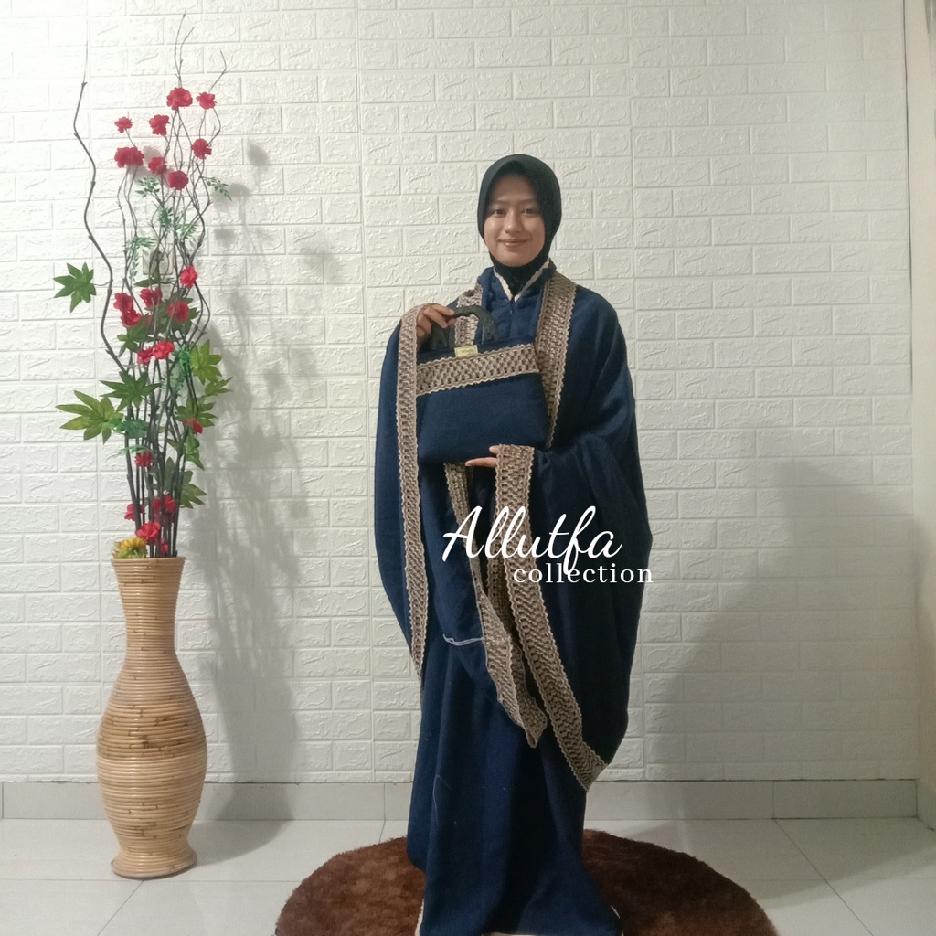 mukena dewasa 2in1 shireen katun bintang hitam series