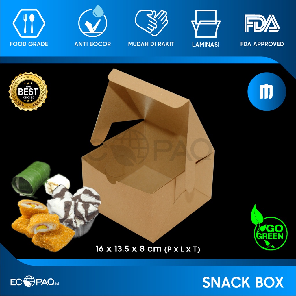 Kotak Snack Box - Dus Katering Catering - Box Kue - 16x13.5x8 cm (50 pcs)