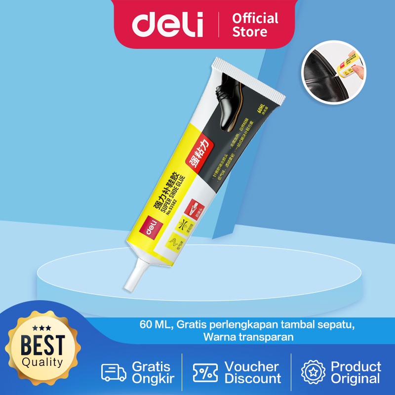 Deli Super Glue / Lem Sepatu / Lem Serba Guna 60 ML Gratis Perlengkapan Tambal Sepatu 53582