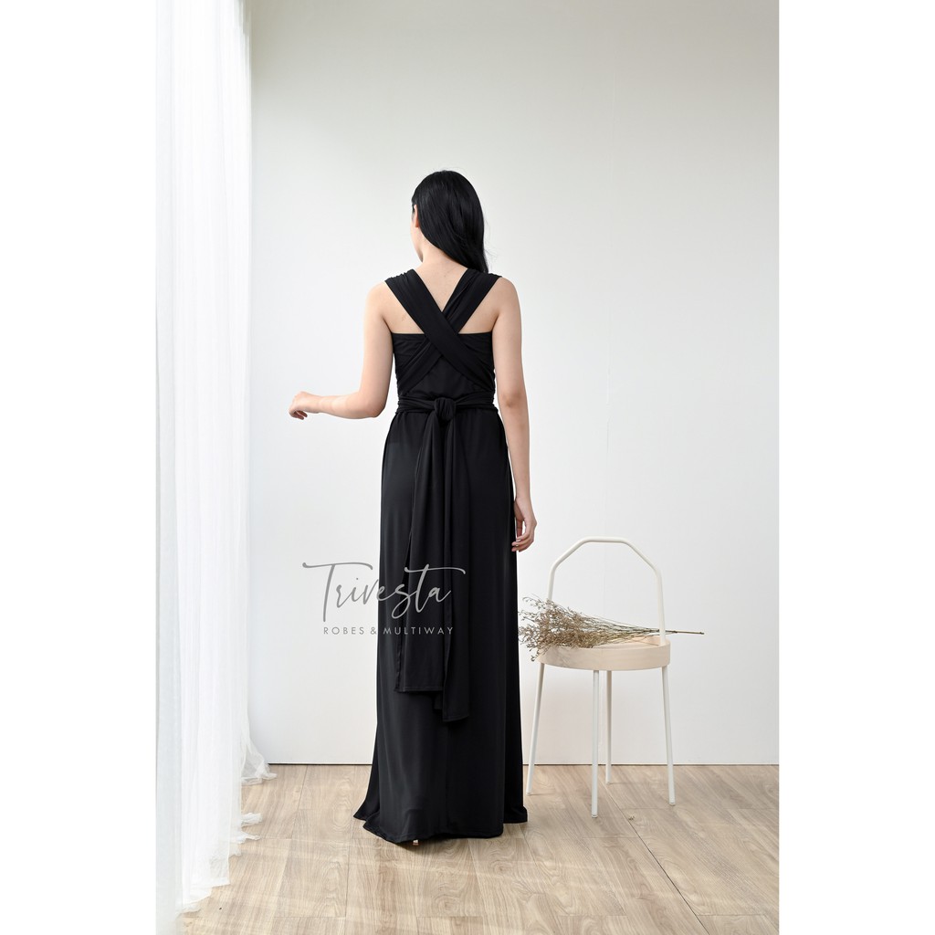 MAXI | HITAM/BLACK | MULTIWAY INFINITY CONVERTIBLE DRESS | FREE KEMBEN &amp; SPECIAL LONG SCRAFT