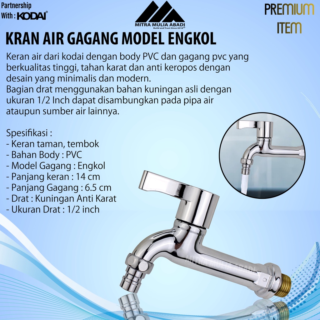 Kran Air Tembok Model Engkol Drat 1/2 Inch | Kran Kamar Mandi | KTS-03