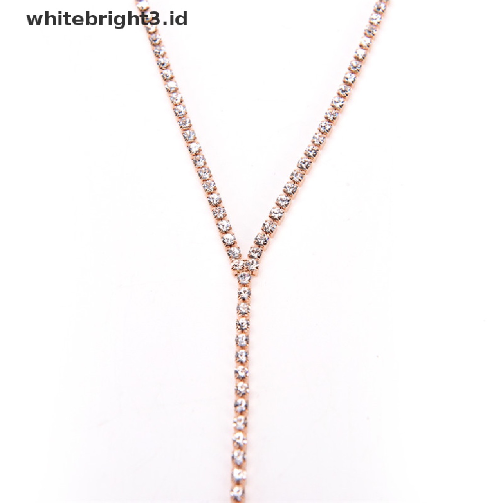 (whitebright3.id) Kalung Choker Rantai Dengan Liontin Berlian Imitasi Untuk Wanita