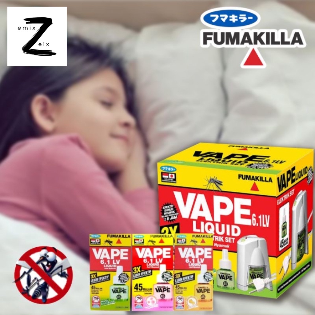 FUMAKILLA OBAT NYAMUK DBD VAPE LIQUID ELETRIK SET ( ALAT DAN ISI ULANG 45ML ) REFILL MALAM AMPUH