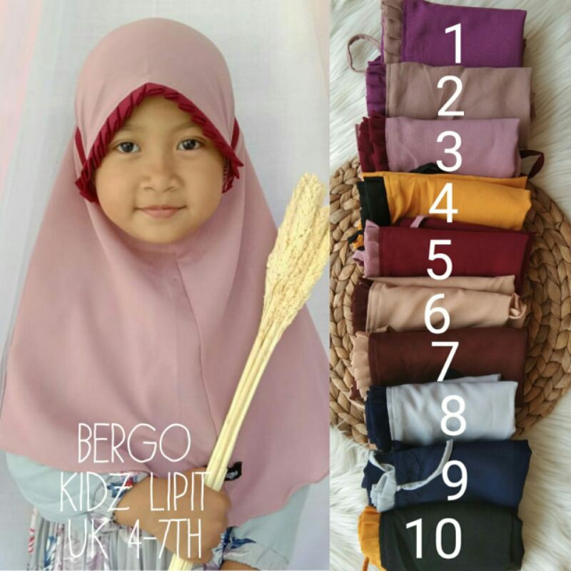 BERGO ANAK /BERGO ANAK LIPIT/BERGO ANAK LIPAT/HIJAB MURAH ANAK/JILBAB ANAK