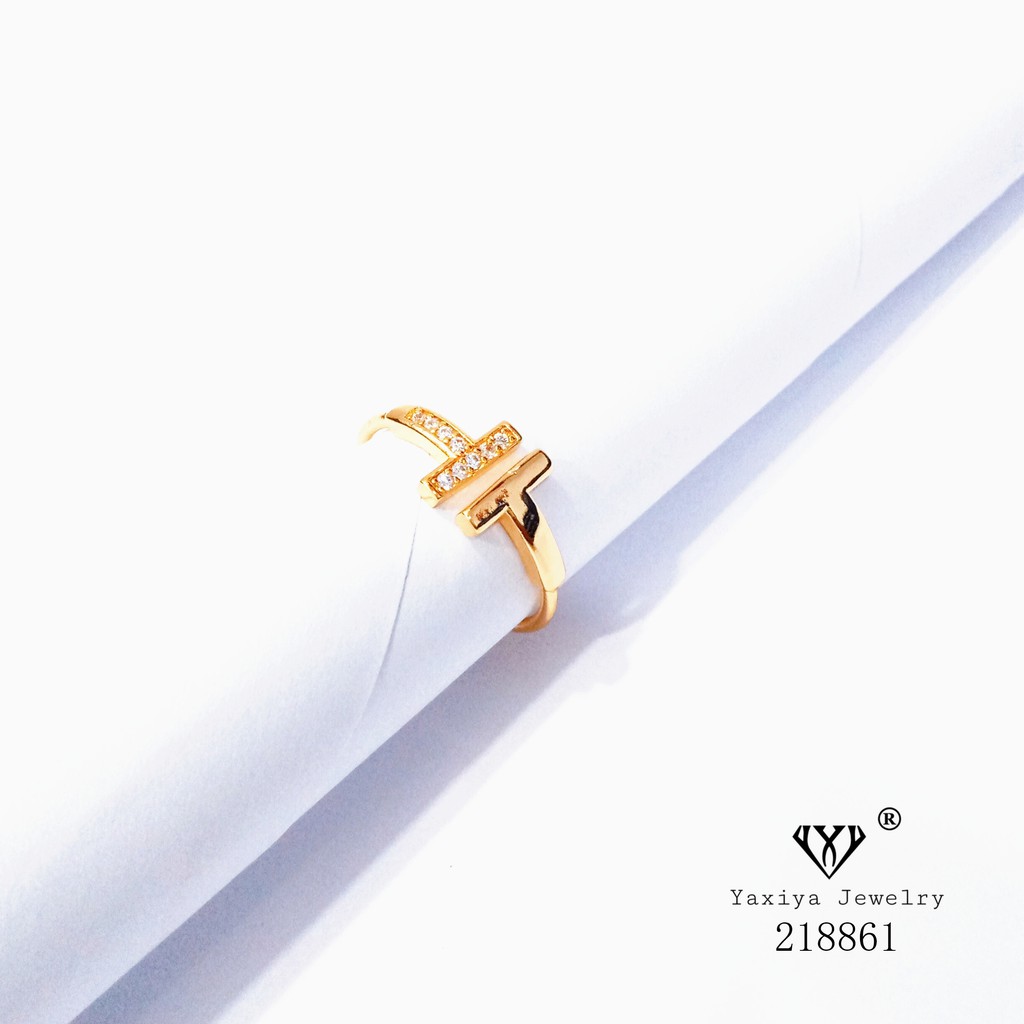 Yaxiya Cincin Emas Fashion Permata Perhiasan Lapis Emas 18K 686-2