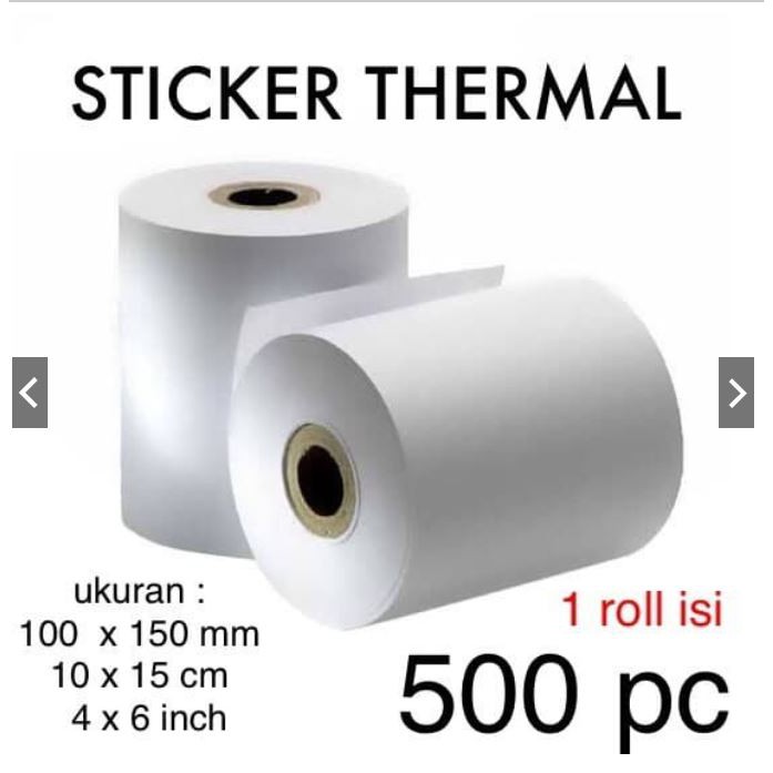 100 x150 500 pcs KERTAS PRINT THERMAL LABEL BARCODE KERTAS STICKER THERMAL 10x15cm / 4x6 inch