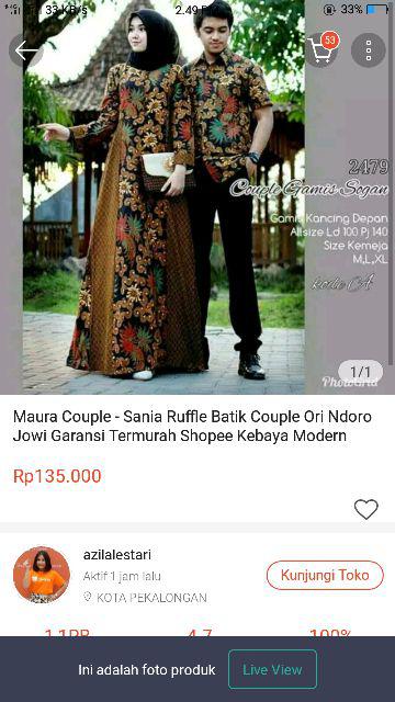 Maura Couple - Sania Ruffle Batik Couple Ori Ndoro Jowi Garansi Termurah Shopee Kebaya Modern 2564