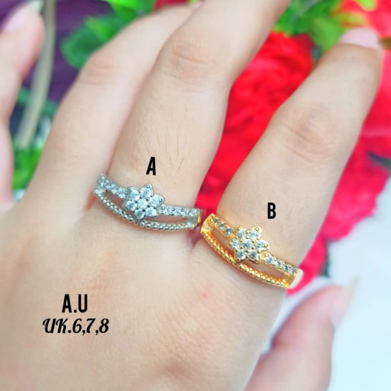 Cincin Dewasa *Xp* gaya wanita Korea simple dan manis gold&amp;silver, tidak karat *COD*