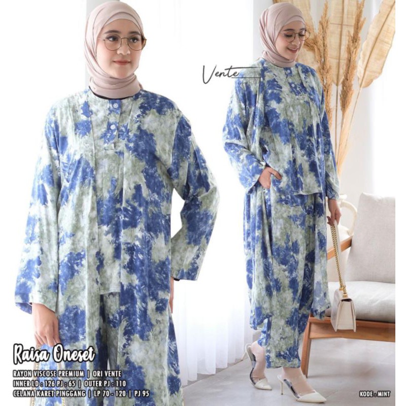 Raisa one set daily setelan piama piyama 3 ini one inner + outer+ celana