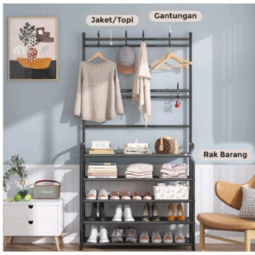 STAND HANGER RAK GANTUNGAN  SEPATU 4 SUSUN HANGER SERBAGUNA