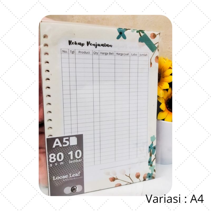 A5 Rekap Penjualan Seller refill isi binder olshop Aestetic viral tiktok laris murah jualan