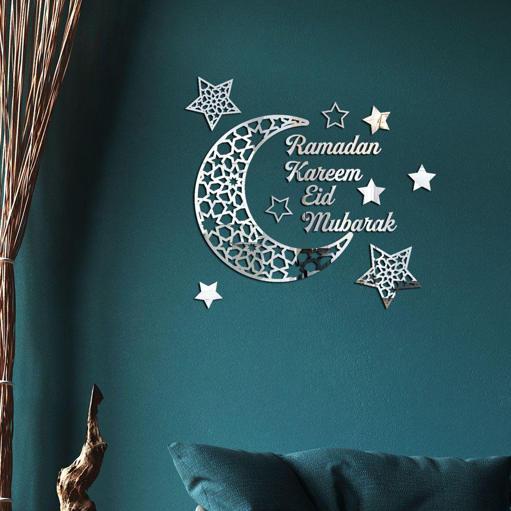 Solighter Stiker Dinding DIY Muslim Ramadhan 3D Removable Eid Mubarak Akrilik Wall Decal