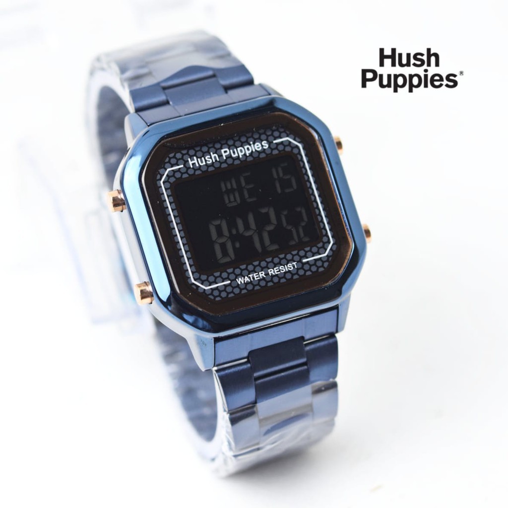 Jam Tangan Digital Hush Puppies Segi Strap Rantai Fitur Tanggal Dan Hari