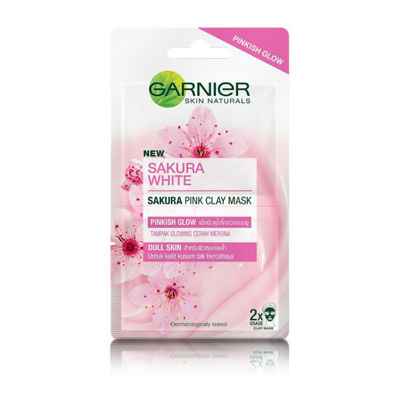 Garnier Peel Off Mask Sakura White Pink Clay Mask Pinkish Glow Peel Off Mask - Masker Komedo 2x6 ml