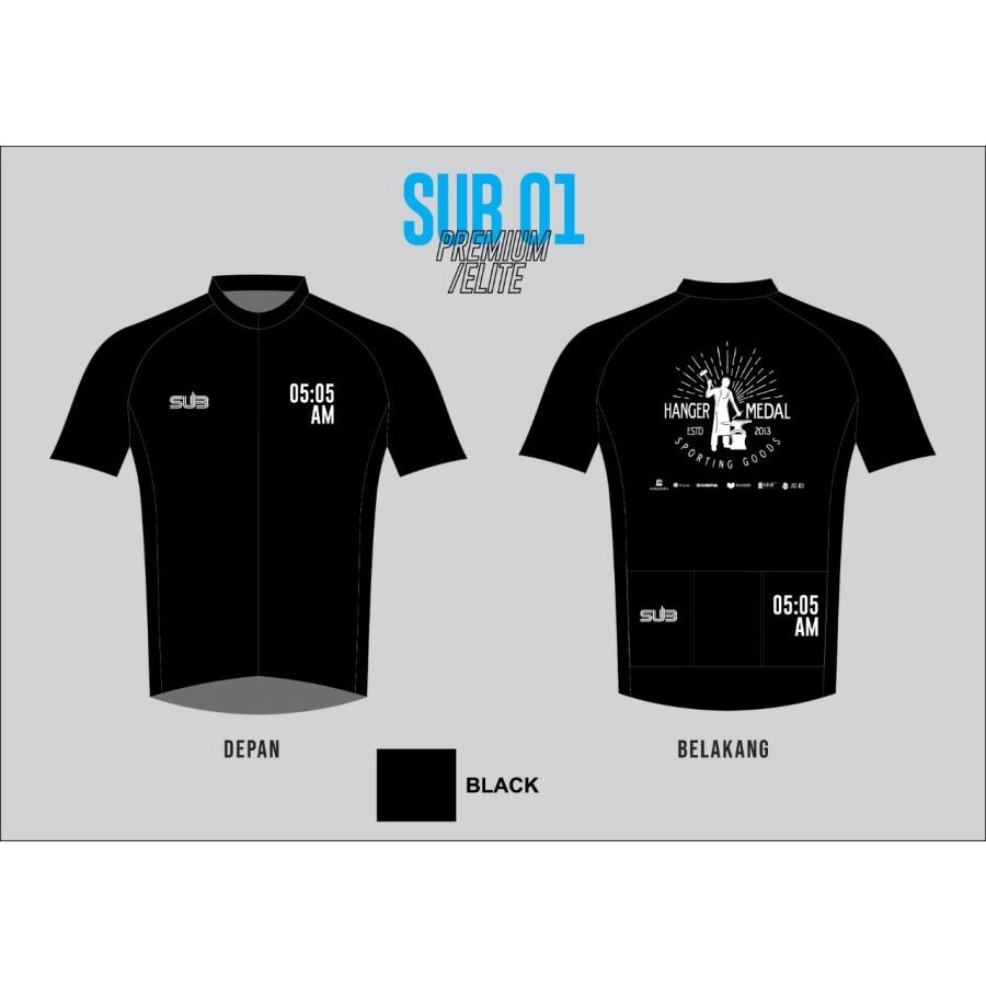 HANGERMEDAL BLACK SUBJERSEY SUB JERSEY SEPEDA 05 AM 05AM ELITE