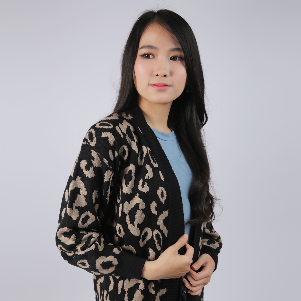 Cardigan Kardigan Rajut Vintage Cheetah