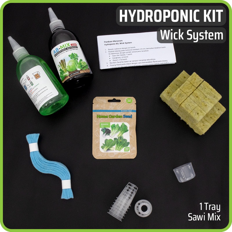 Paket Pemula Hidroponik Lengkap - Hydroponic Kit Wick System - 1 Baki