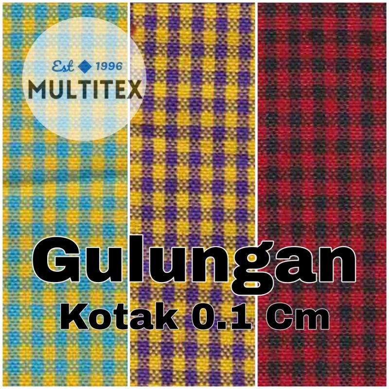 [GULUNGAN] BAHAN KAIN KOTAK KATUN YANDET MERAH HITAM KUNING UNGU HIJAU SERAGAM KECIL KEMEJA GULUNG