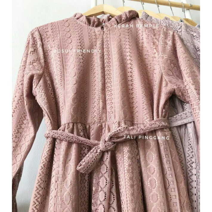 Javera Dress Mocca / Gamis Brukat Satin