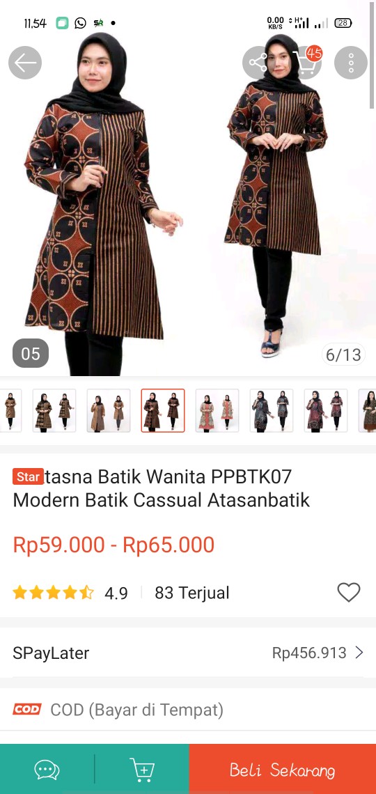 Batik Wanita Asj Sa Hrb026 Kenongo Kemeja Tosca Pendek