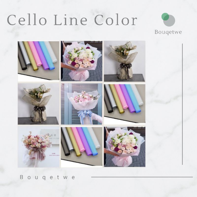 

[5 lembar] Kertas Buket Cellophane Line color/ Kertas wrapping buket bunga/ Kertas Buket/ Cellophane Line color