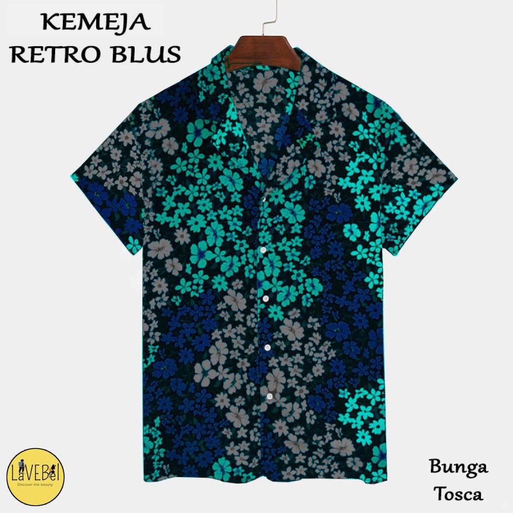 LVB Kemeja RETRO CORAK/Baju Santai/Atasan Wanita Pria/BLUS Motif Batik Bunga Daun/22443 22445 22447