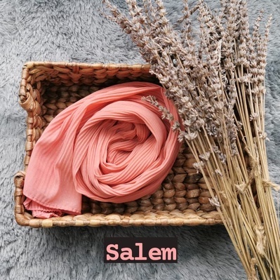 Pashmina Plisket Ceruty Baby Doll Pleated Shawl Full Lidi Hijab Ukuran 180 x 75 Jilbab Instant-HJ PLISKET SALEM