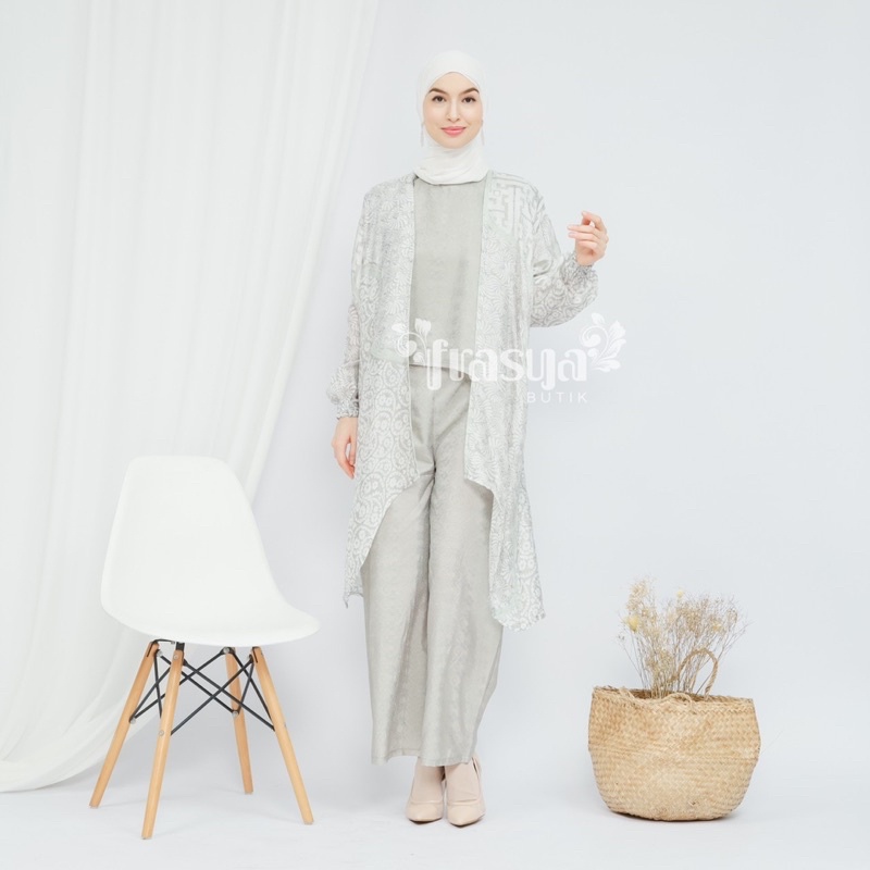 FRASYA BUTIK | Zara Set Kebaya Outer Batik Viscose Pulauan Pastel