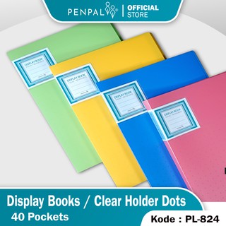 Penpal Display Book / Clear Holder 40 Pockets Motif Dots Pastel PL-824