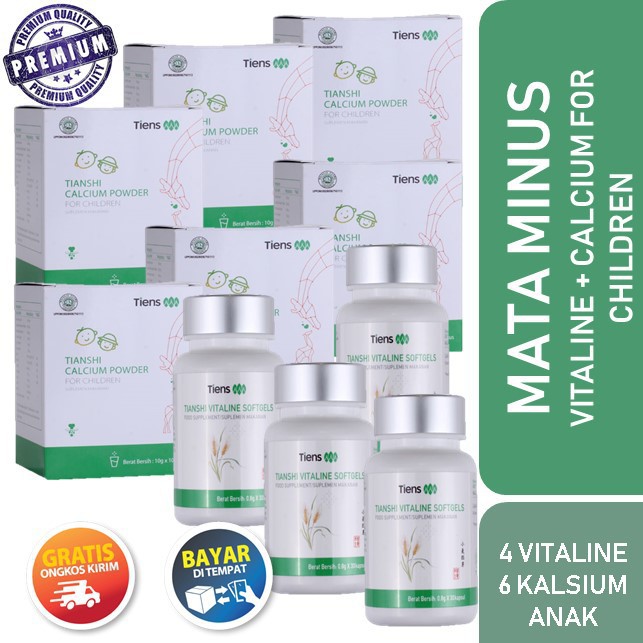 Tiens Paket Obat Herbal Mata Minus 4 Vitaline + 6 Calcium Anak 60 Hari /  Free Ongkir