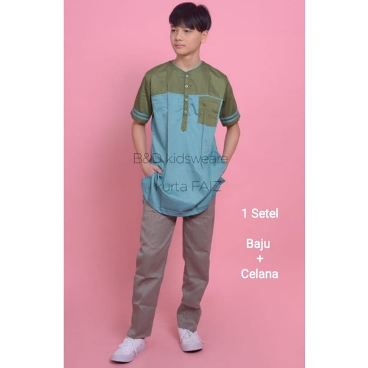 Kurta Anak&amp;Remaja Kurta Faiz Katun Toyobo RoyalMix ||By B&amp;D kids Original (Setelan Baju+Celana)