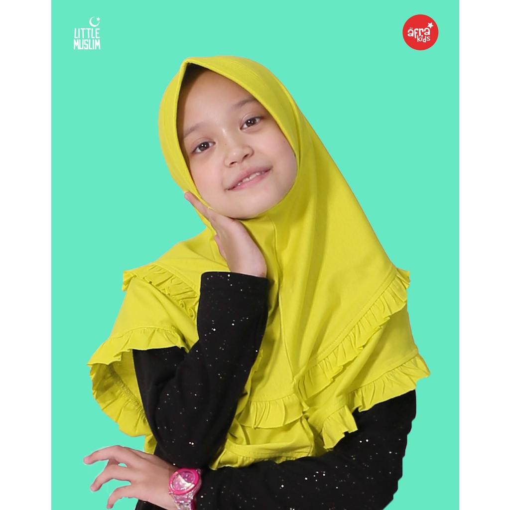 TUNIK LITTLE MUSLIM BIRU LM014 &amp; JILBAB LITTLE MUSLIM YELLOW JT002