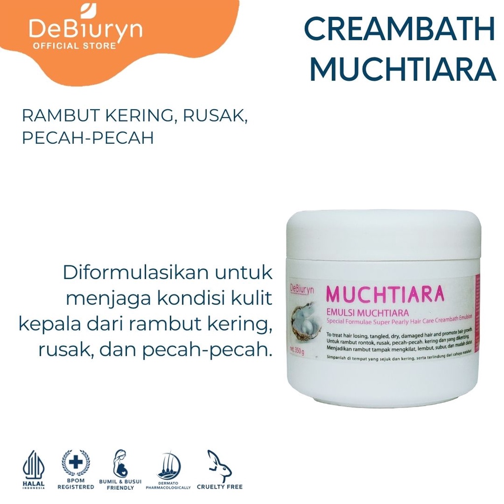 DeBiuryn Muchtiara Super Pearly Creambath Rambut Rontok, Rusak, Kering dan Pecah Pecah