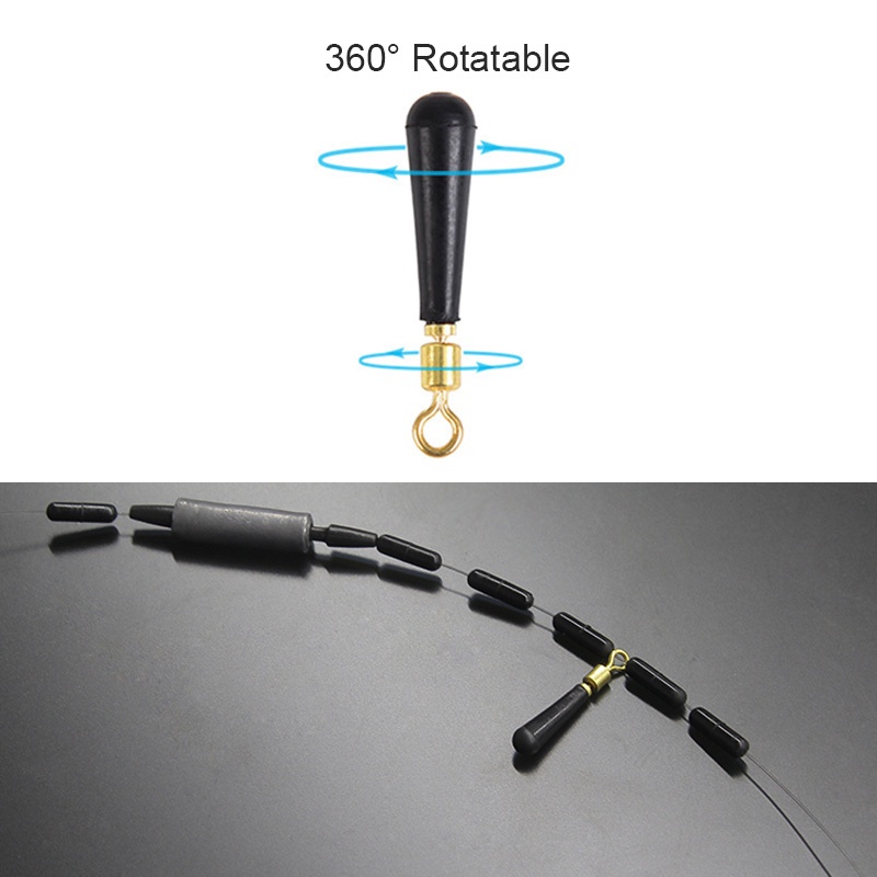 10pcs Pelampung Pancing Bahan Karet Dengan Kepala Tembaga