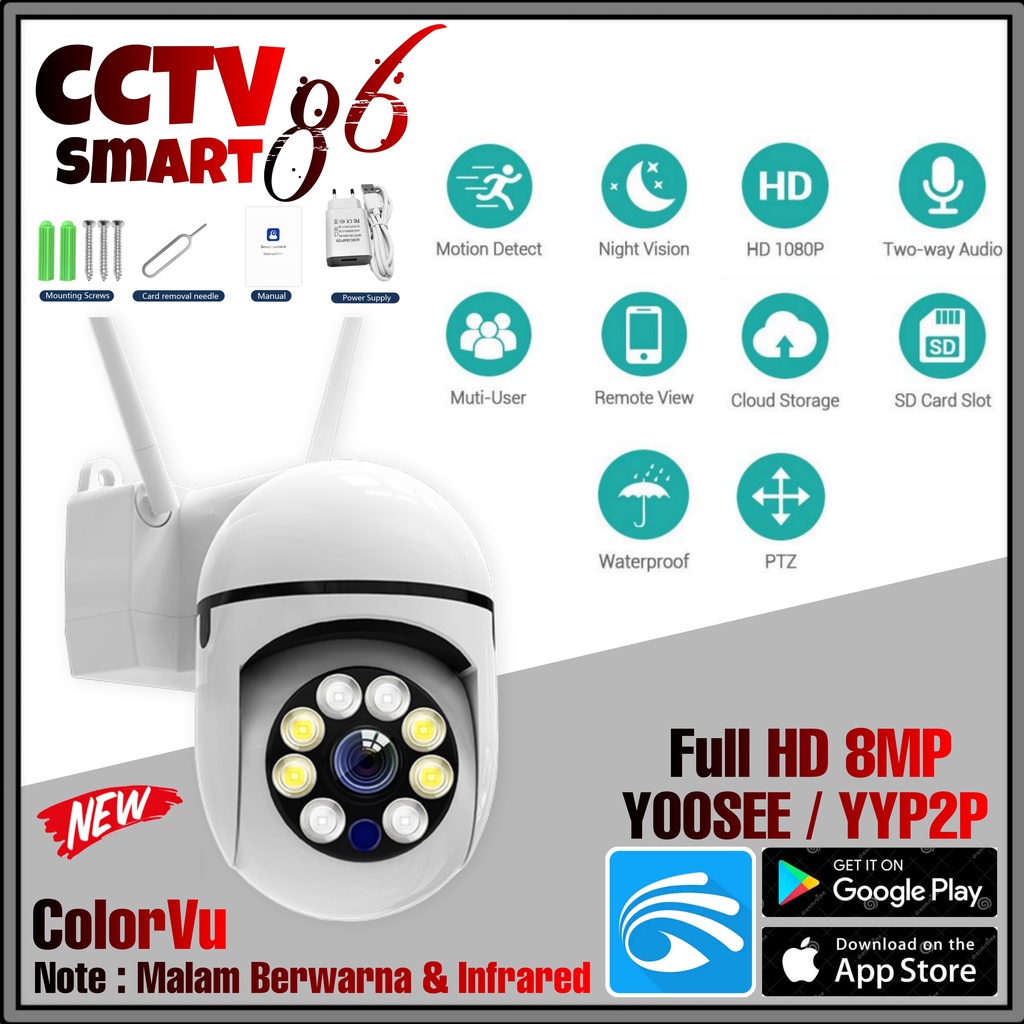 IP Kamera Yoosee 8MP CCTV  Speed Dome Mini Camera Wireless Yoosee PTZ Mini Camera