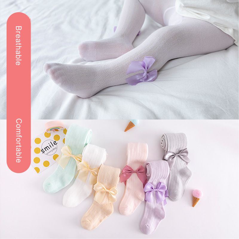 [PRINCESS KESLI] 0-8 Tahun Kaus Kaki Panjang Import Anak Perempuan Pantyhose Hiasan Pita Tersedia Banyak Warna Polos