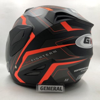 Jual Helm Gm Fighter Motif Gv Black Orange Doff Orange Dop Half Face